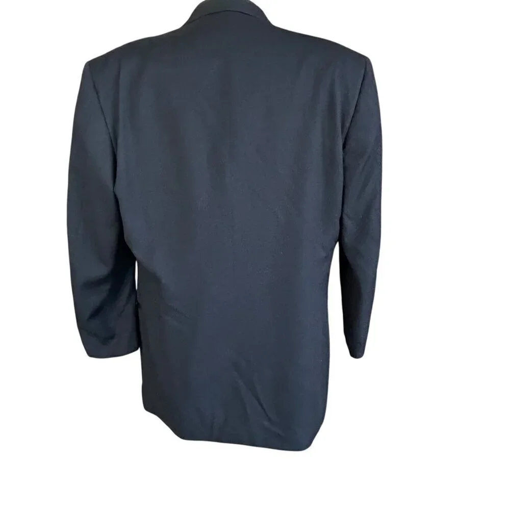 Ted Lapidus Vintage Midnight Navy Blue Double Breasted Sports Coat Blazer  40R